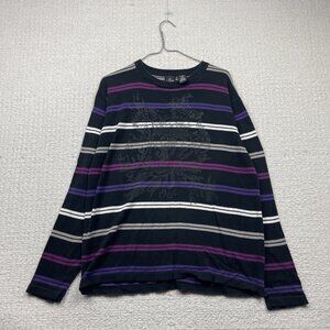 Y2K Burnside Striped Black / Purple Sweater Dark Academia Goth Emo Skater Men S